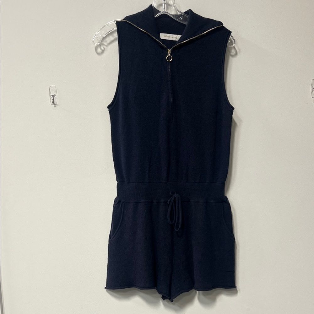 bishop + young Midnight Blue Sweater Knit Shorts Romper S